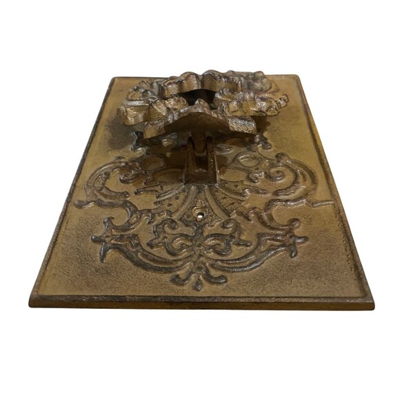 Vtg Cast Iron Door Knocker Dragon Griffin Rectangular Ornate Figural - Picture 5 of 7